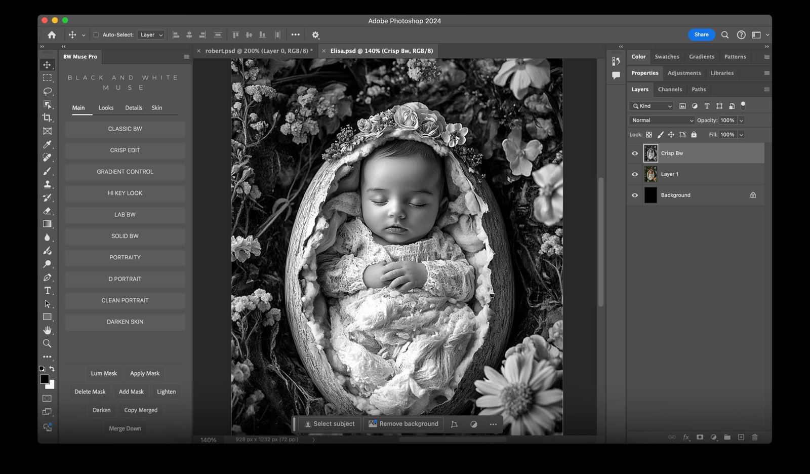 Newborn editing bw